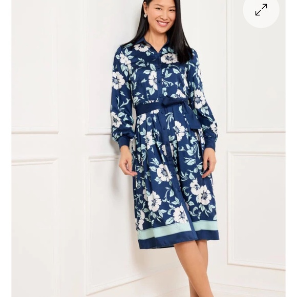 TIE WAIST SHIRTDRESS - DELIGHTFUL FLORAL TALBOTS - Picture 5 of 7